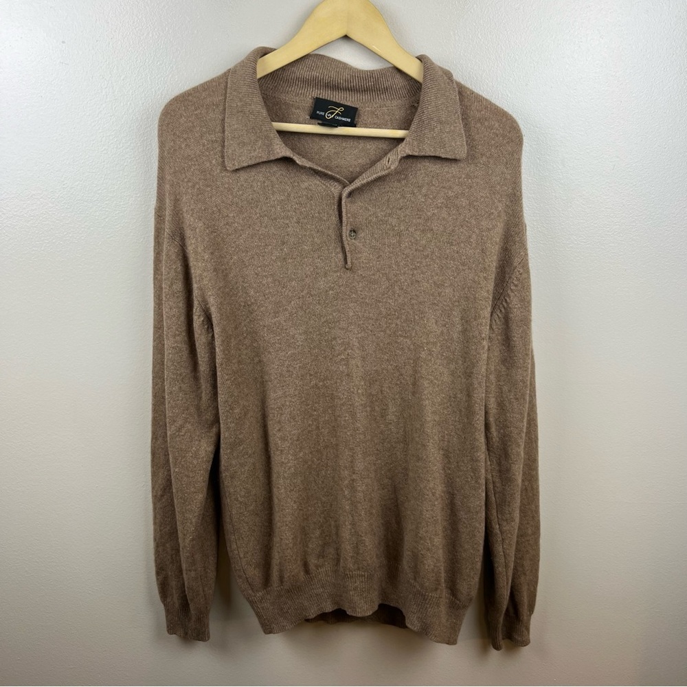 Men's Polo Collar Sweater in Light Brown